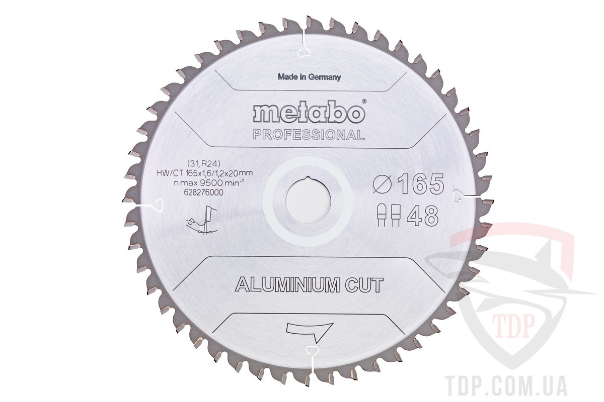 Оснастка Пильний диск по алюмінію Metabo Aluminium Cut Professional 165x20x48z (628276000)