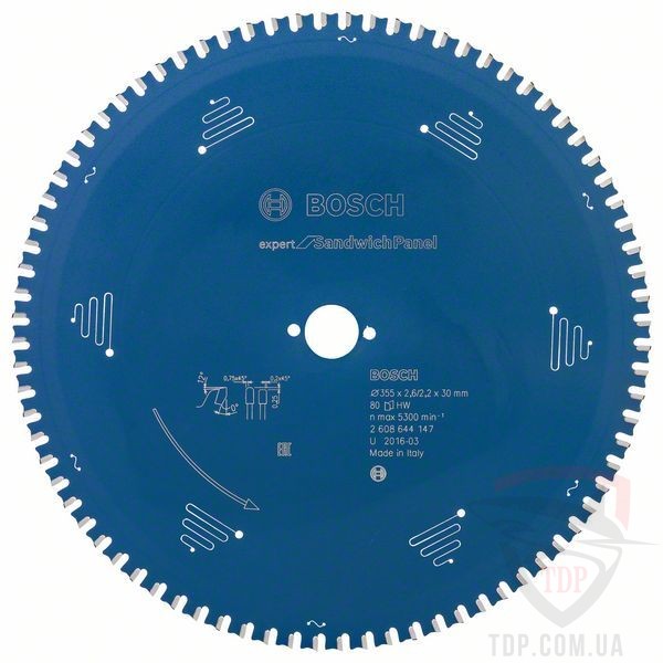 Оснастка Пильний диск по сендвіч-панелях Bosch 355x30x80z K2.6/2.2 Expert for Sandwich Panel