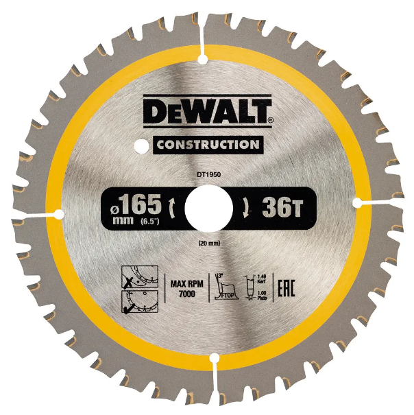 Оснастка Диск пильный DeWALT СONSTRUCTION 165x20x36z (DT1950)
