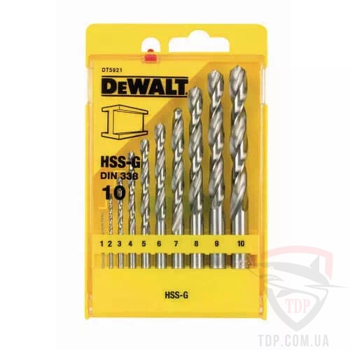 Наборы сверл Набір свердел по металу Dewalt HSS-G 1-10мм 10шт (DT5921)