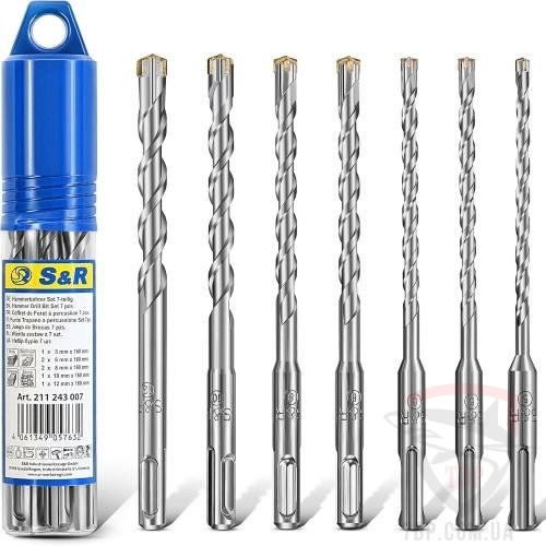 Бурильно ударная оснастка Набiр бурiв S&R Master 4 Plus Zentro 5-12 мм SDS-Plus 7шт (211243007)