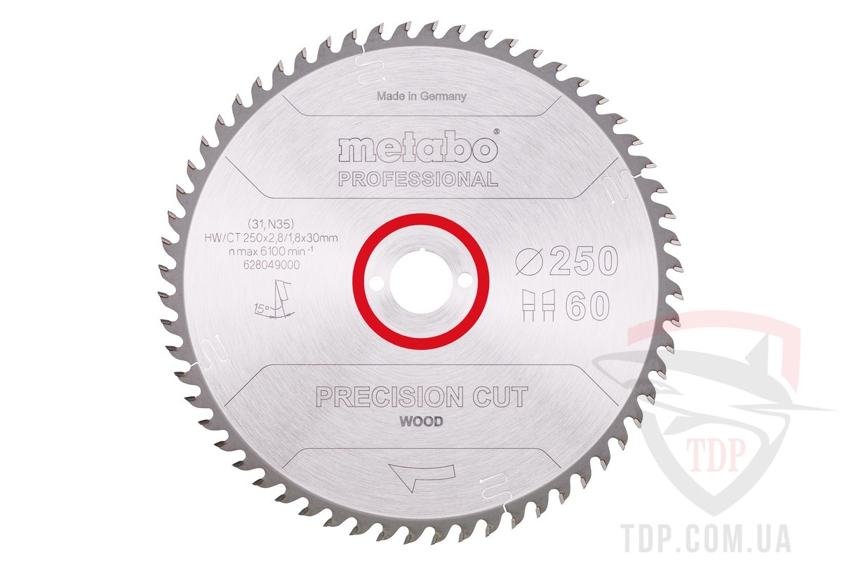 Оснастка Пильний диск по дереву Metabo Precision Cut Wood 250x30x60z (628049000)