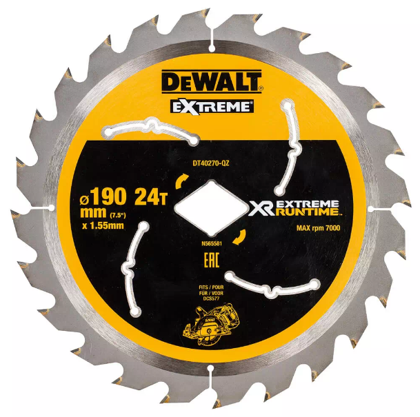 Оснастка Диск пильный DeWALT XR Flexvolt Extreme 190x24z (DT40270)