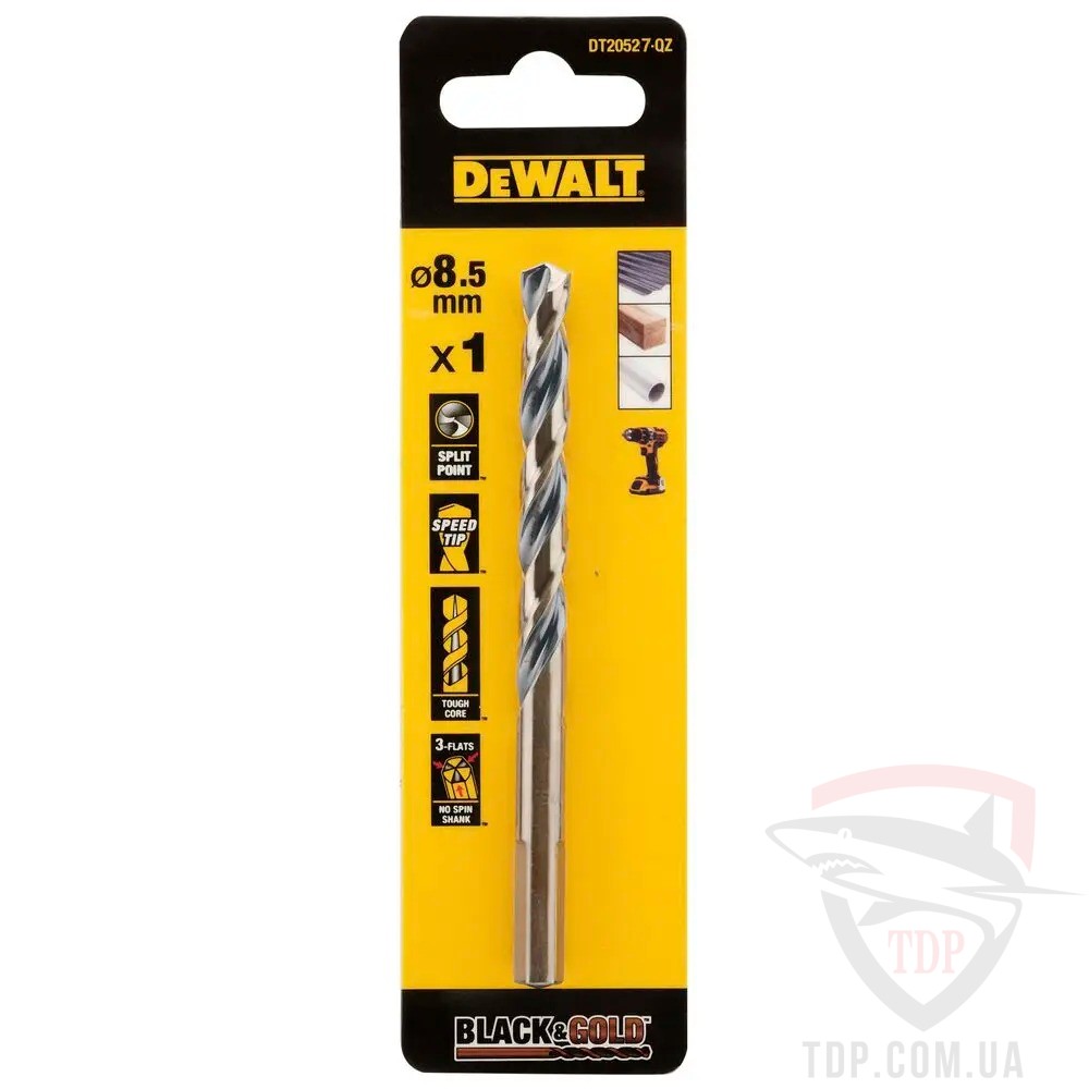 Cвердлo по металу DeWALT EXTREME BLACK&GOLD HSS-G 8.5x117 мм (DT20527)