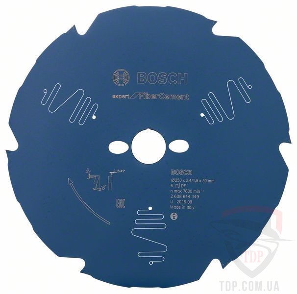 Оснастка Пильний диск по фіброцементу Bosch 250x30x6z K2.4/1.8 Expert for FiberCement