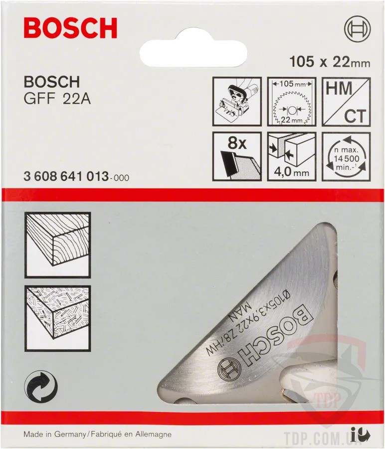 Фреза дискова по дереву Bosch 105x22x8z K3.9 (3608641013) - Фото №2