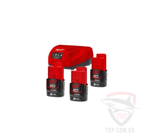 Электроинструмент Набір акумуляторів та зарядного пристрою Milwaukee M12 NRG-303