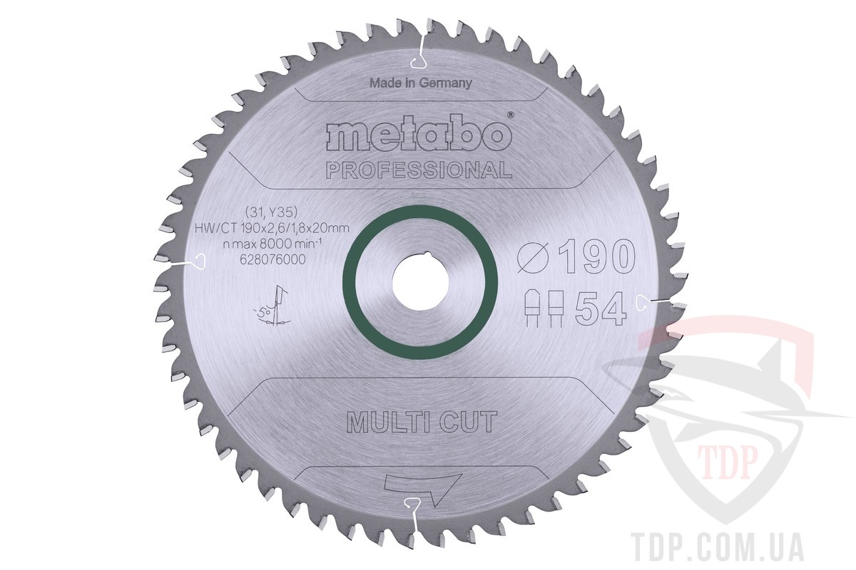 Пильные диски Пильний диск по ламінату Metabo Multi Cut Professional 190x20x54z (628076000)