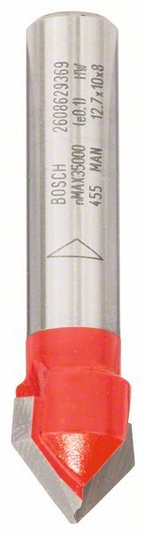 Концевые фрезы Фреза пазовая V-образная Bosch Expert D12.7 d8 h10 L44.5 o90 (2608629369)