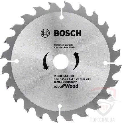 Оснастка Пильний диск по дереву BOSCH 160x20x24z K2.2/1.4 ECO for Wood (2608644373)