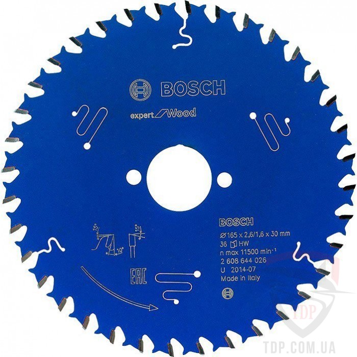 Оснастка Пильний диск по дереву Bosch 165x30x36z K2.6/1.6 Expert for Wood