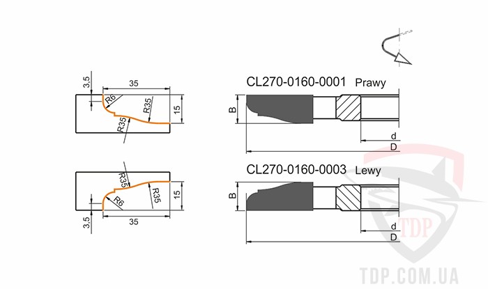 Фрезы по дереву (насадные) Фреза для изготовления филенки Globus 160x40x15x4z правая (CL270-0160-0001)
