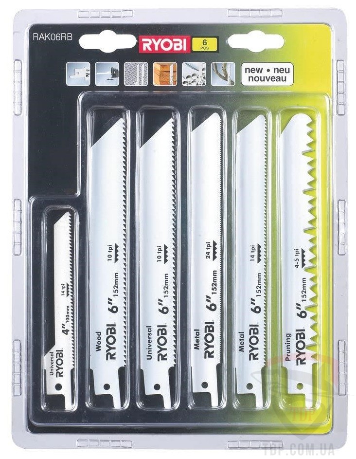 Оснастка Набір полотен для шабельної пили Ryobi RAK06RB 6 шт (5132002547)