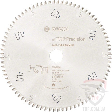 Пильные диски Універсальний пильний диск Bosch 254x30x80z K2.3/1.8 Top Precision Best for Multi Material