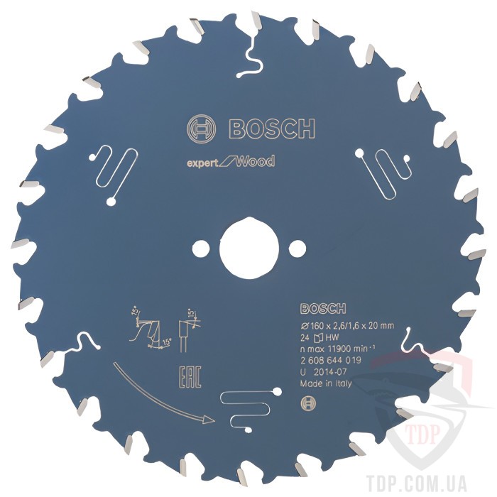 Оснастка Пильний диск по дереву Bosch 160x20x24z K2.6/1.6 Expert for Wood