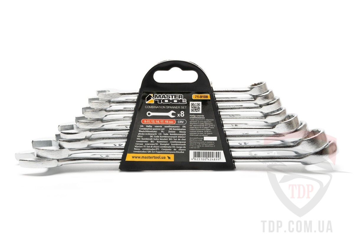 Ручной инструмент Набір комбінованих ключів MasterTool Standart MATT FINISH 8шт 8-19мм (71-9108)