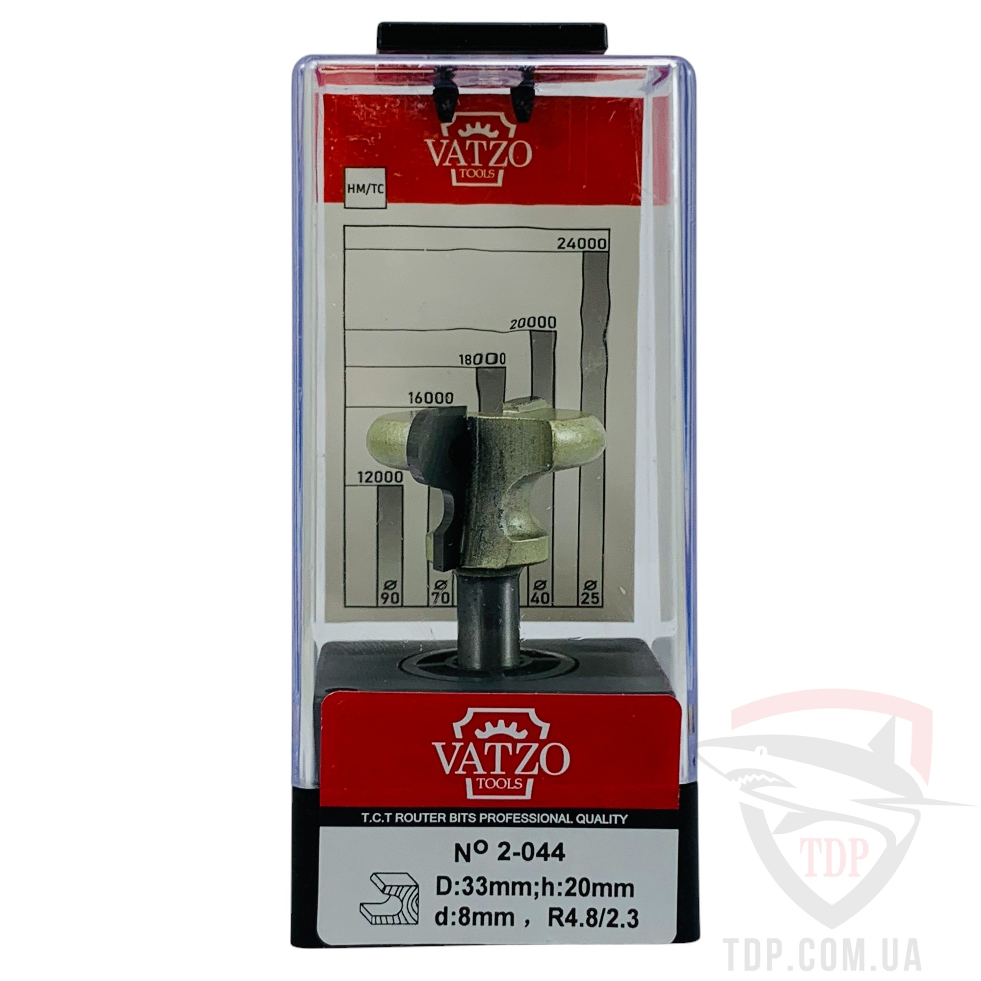 Фреза пазова фасонна VATZO 2044 D33 d8 L60 h20 R4.8/2.3 - Фото №4