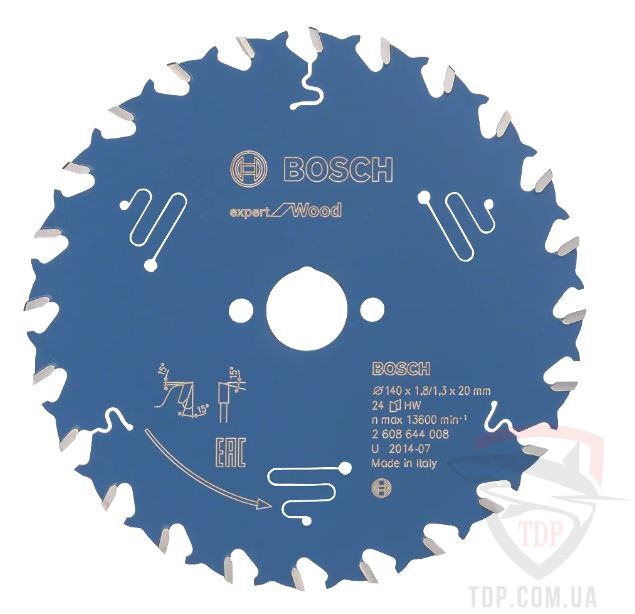 Оснастка Пильний диск по дереву Bosch 140x20x24z K1.8/1.3 Expert for Wood