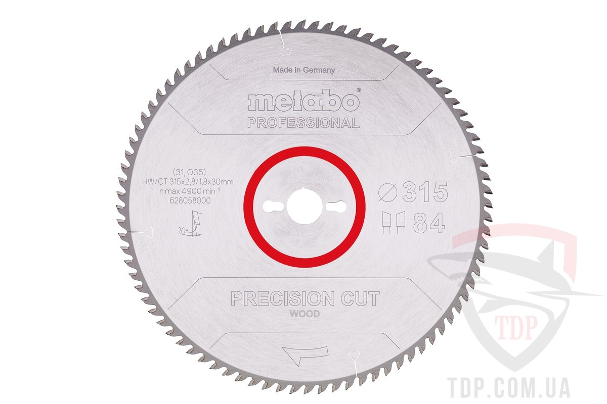 Оснастка Пильний диск по дереву Metabo Precision Cut Wood 315x30x84z (628058000)