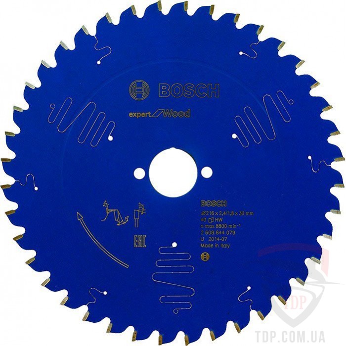 Оснастка Пильний диск по дереву Bosch 216x30x40z K2.4/1.8 Expert for Wood