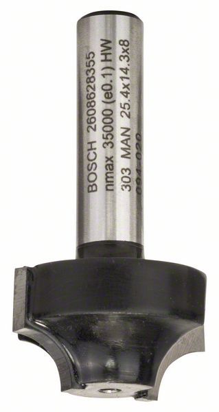 Концевые фрезы Фреза пазовая фасонная Bosch D25.4 d8 h14.3 L46 R6.3 (2608628355)