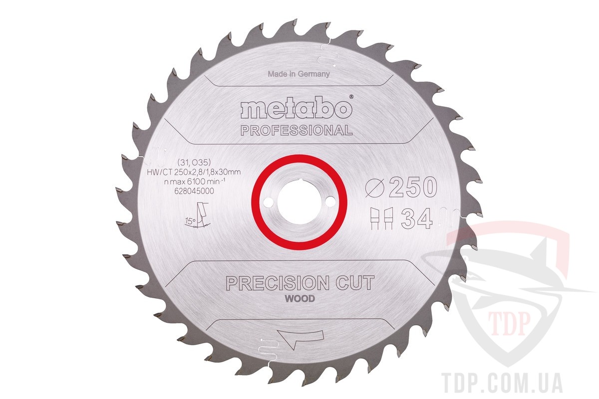 Пильные диски Пильний диск по дереву Metabo Precision Cut Wood 250x30x34z (628045000)
