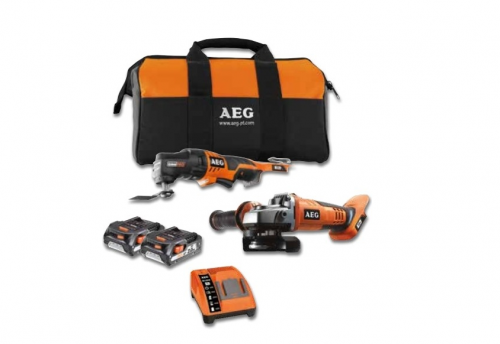 Мультитул AEG JP18HLI-202B + насадка + сумка + шлифмашина BEX18-125-0