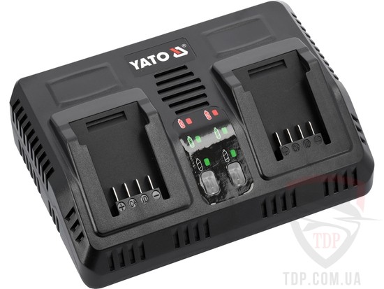 Сварочное оборудование Зарядний пристрій YATO для двох акумуляторів Li-Ion 18 В 2.4А (YT-828499)