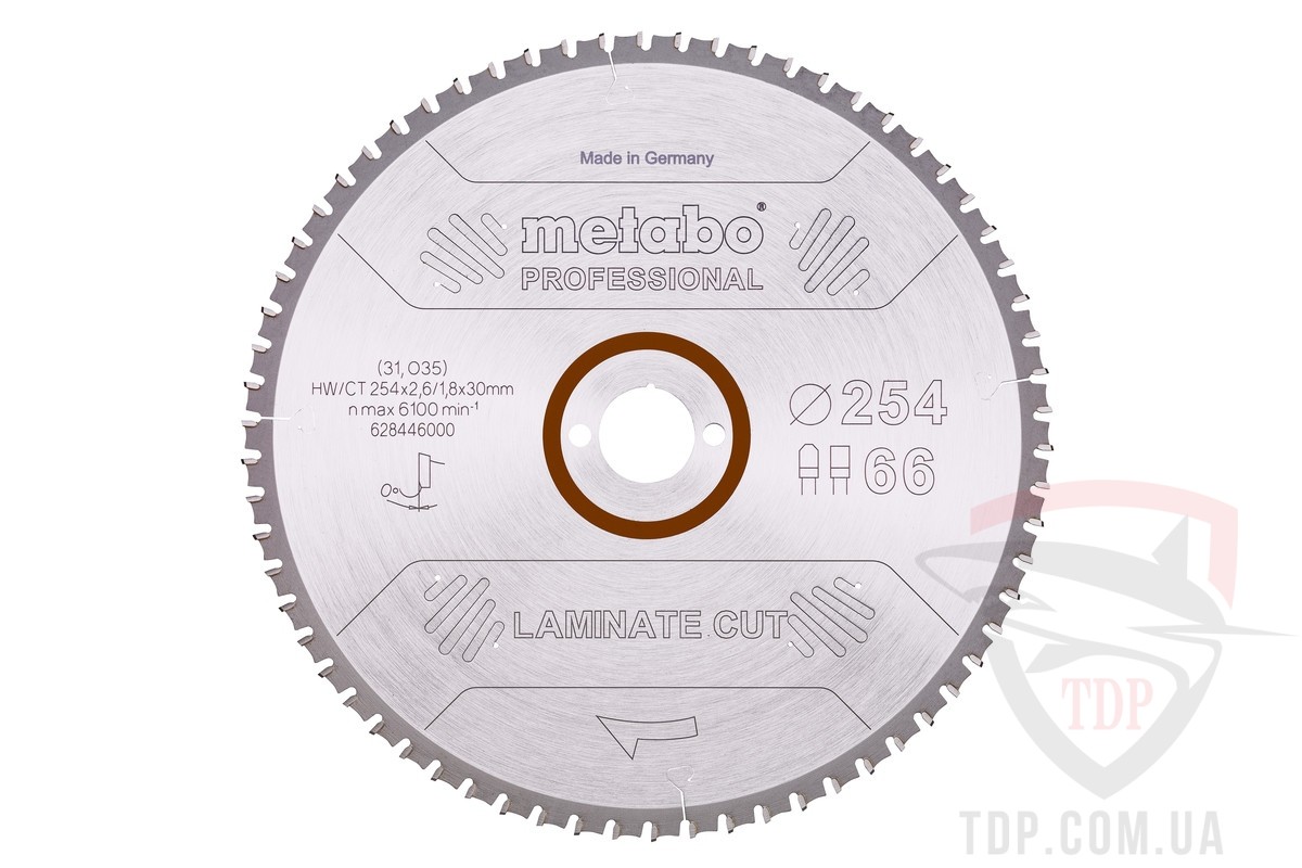 Оснастка Пильний диск по ламінату Metabo Laminate Cut Proffessional 254x30x66z (628446000)