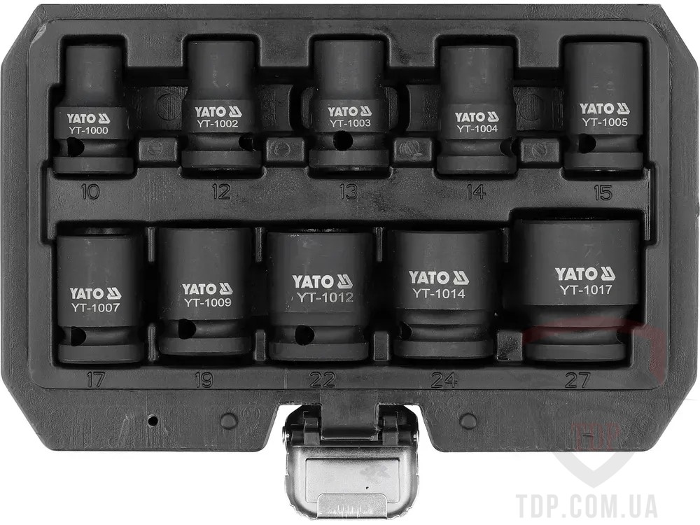 Ручной инструмент Набір головок торцевих ударних YATO 1/2" M10- M27 мм 10шт (YT-10252)