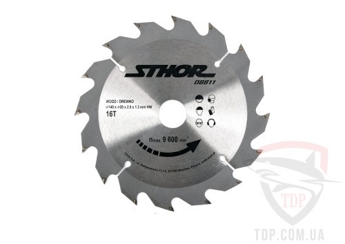 Оснастка Диск пильний по дереву STHOR 140x20x16z (08811)