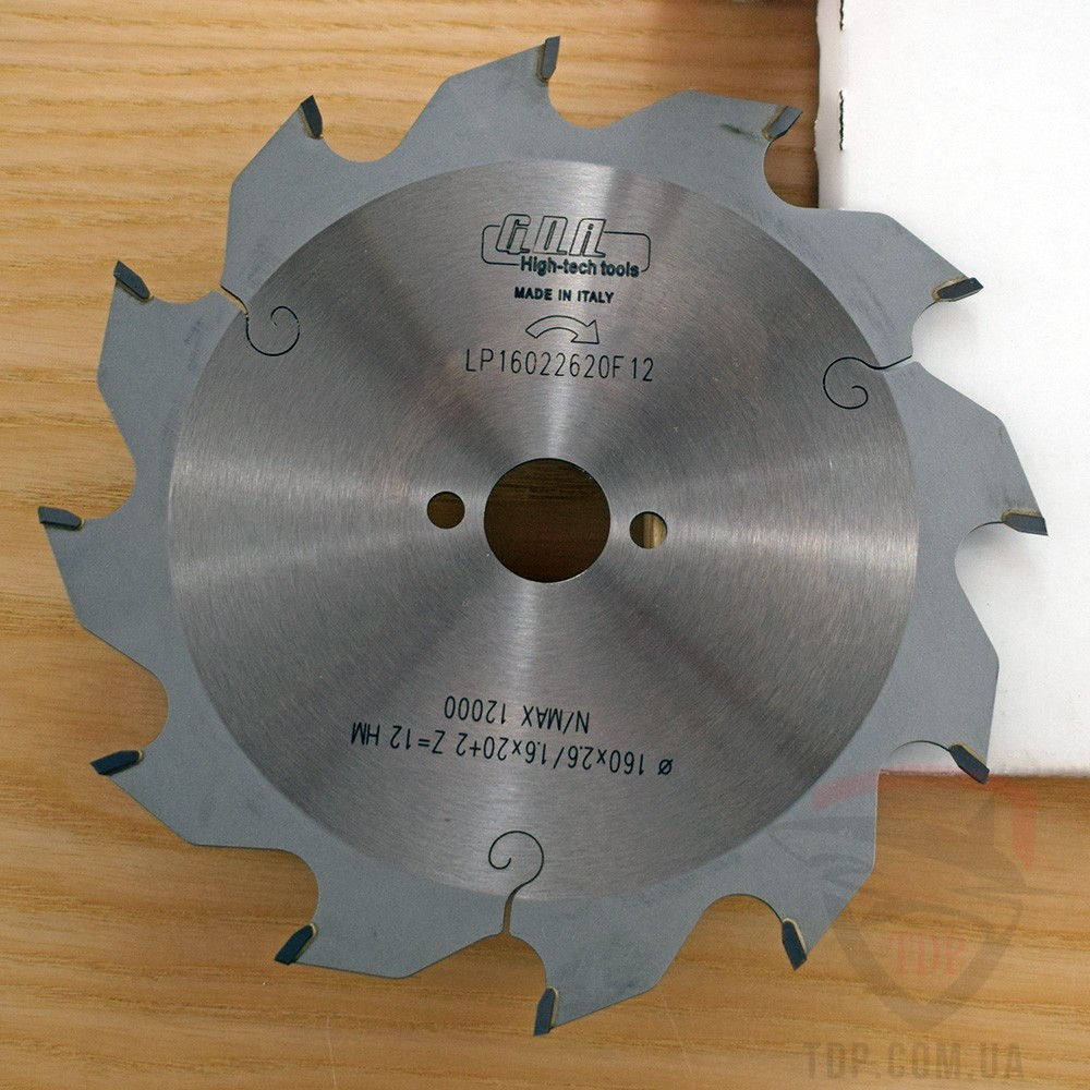 Оснастка Пильний диск по дереву G.D.A 160х20x12z (LP1602620F12)