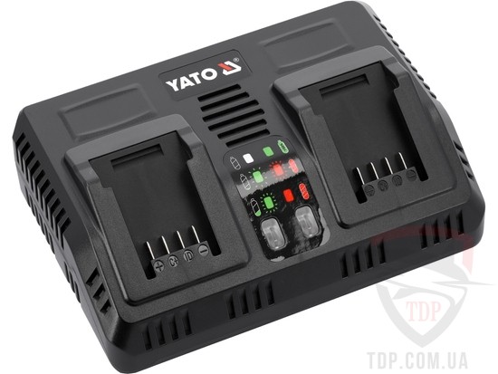 Сварочное оборудование Зарядний пристрій  YATO для 2 акумуляторів Li-Ion 18В 4.5А з охолодженням (YT-828501)