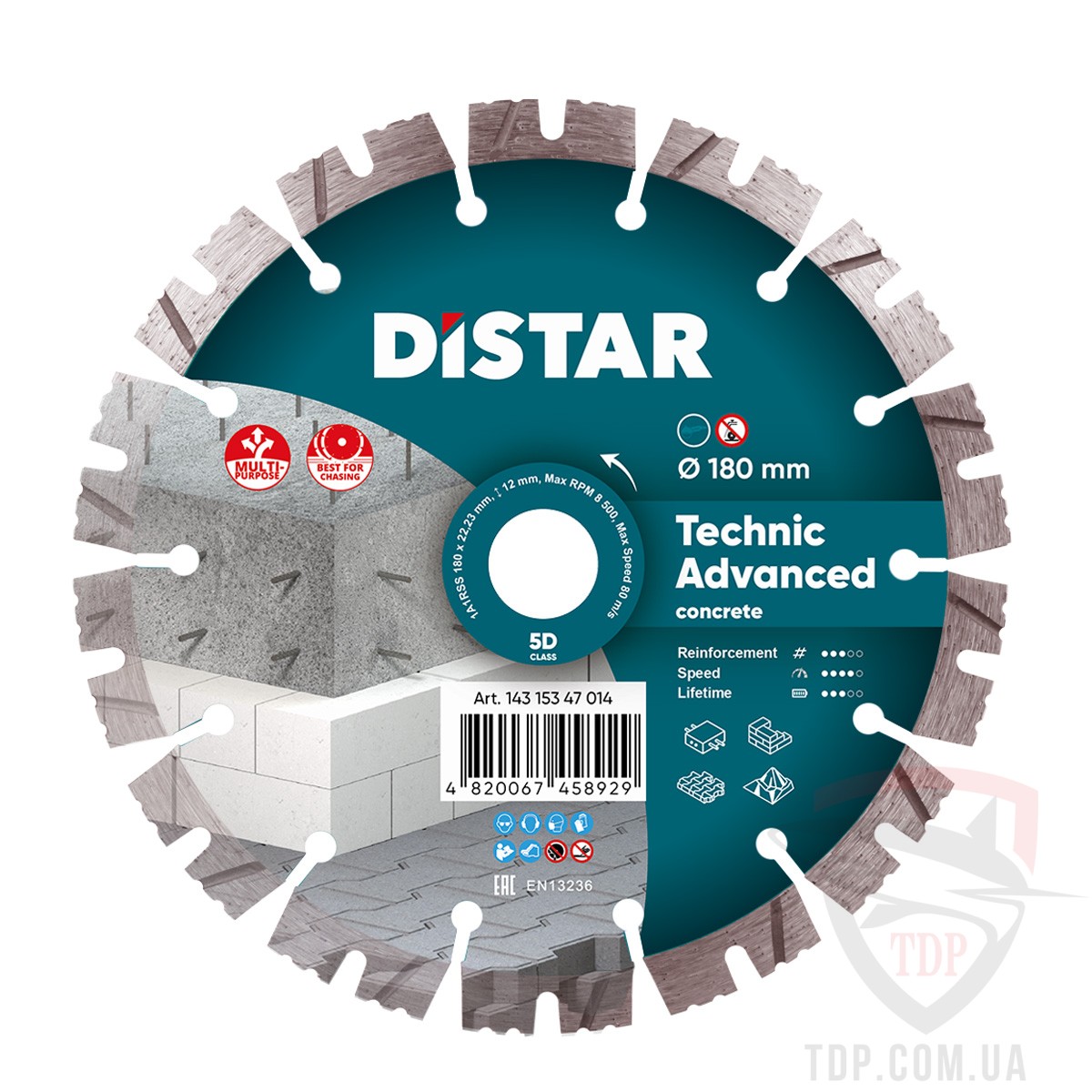 Алмазный отрезной диск Distar Technic Advanced 180x2.6/1.8x12x22,23 (14315347014)