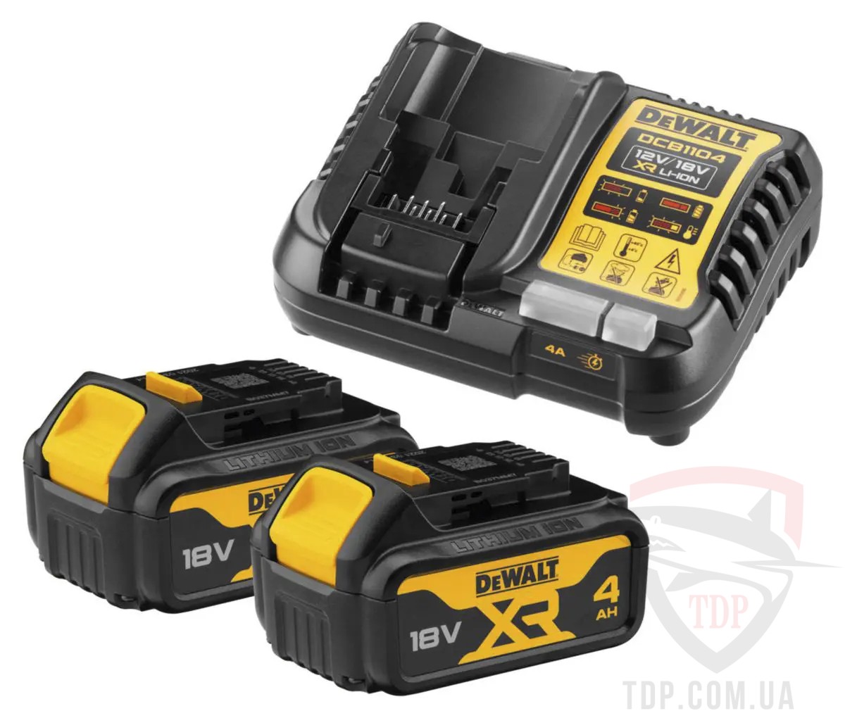 Электроинструмент Зарядний пристрій DeWALT 12 В/18 В та 2 аккумулятори 18В XR Li-Ion 4 Аг (DCB1104M2)