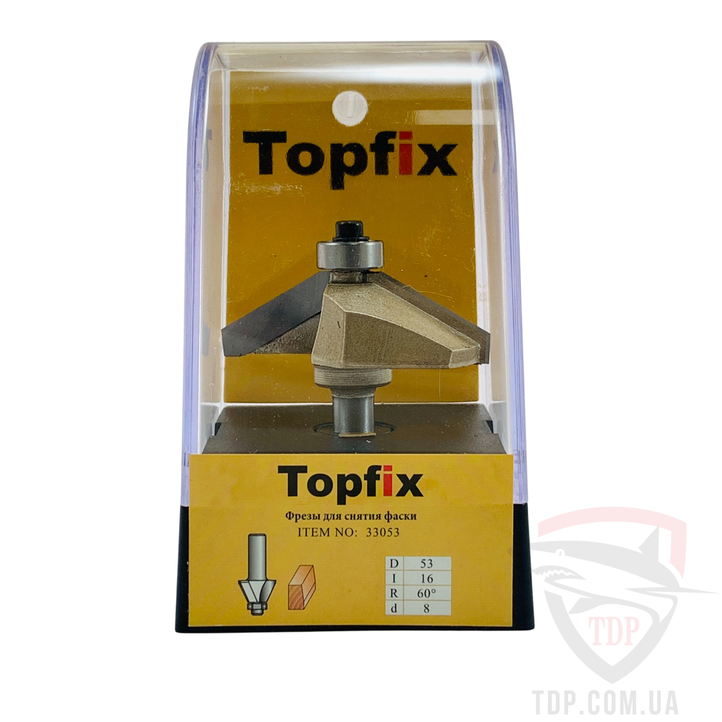 Фреза кромкова конусна Topfix 1024 D53 d8 L67 h16 o60 z2 (33053) - Фото №2