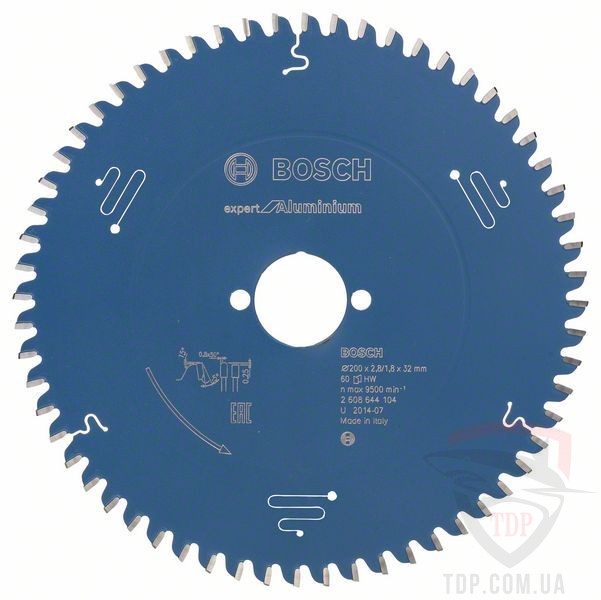 Оснастка Пильний диск по алюмінію Bosch 200x32x60z K2.8/1.8 Expert for Aluminium