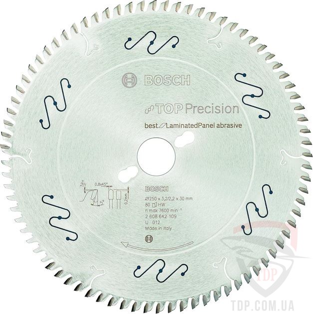Оснастка Пильний диск по ламінату Bosch 250x30x80z K3.2/2.2 Best for Laminated Panel Abrasive