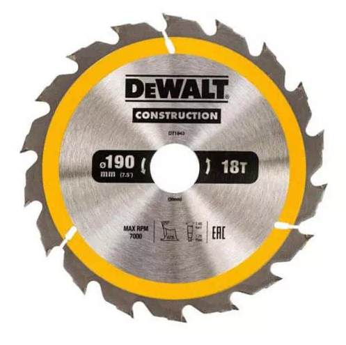 Оснастка Диск пильный DeWALT СONSTRUCTION 190x30x18z (DT1943)