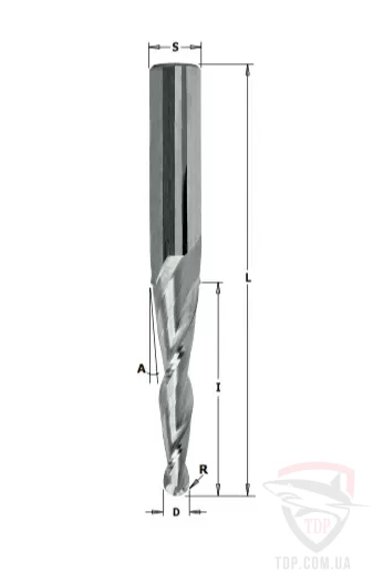 Фрезы для ЧПУ Фреза конусная спиральная CMT для фрезерования 2D/3D D2 d12 L120 h80 R1 (152.120.208)