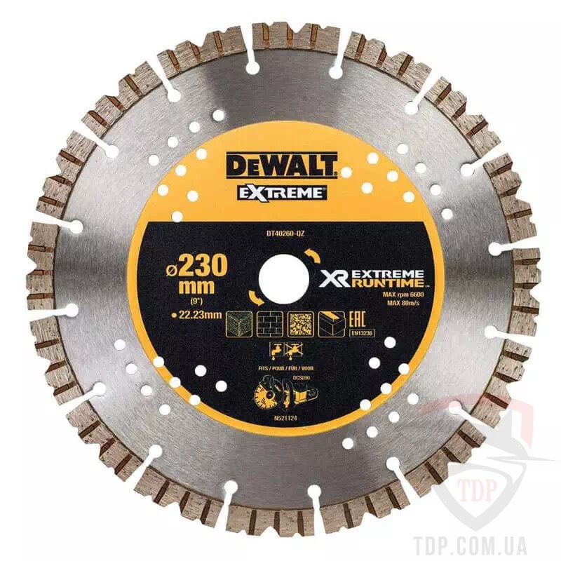 Диск алмазний DeWALT по граніту 230x22.2x2.6 мм (DT40260)