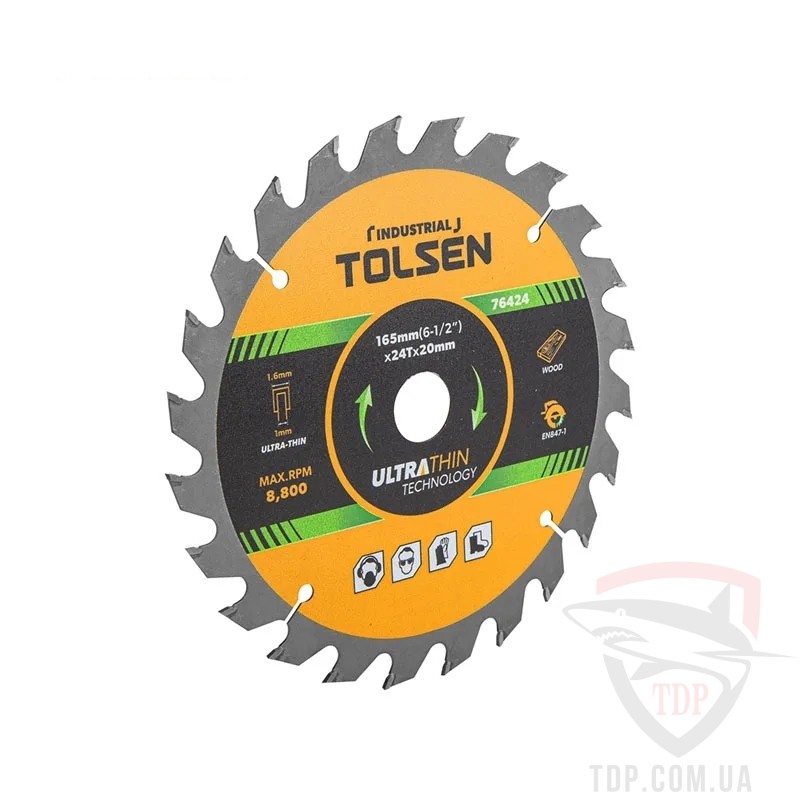 Оснастка Пильний диск по дереву Tolsen UltraThin 190x20x24z (76434)