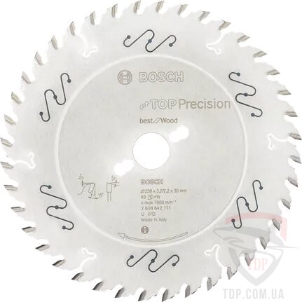 Оснастка Пильний диск по дереву Bosch 250x30x40z K3.2/2.2 Top Precision Best for Wood