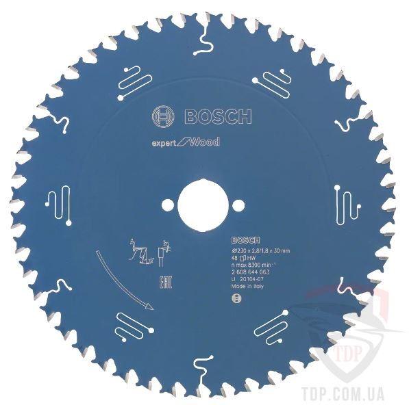 Оснастка Пильний диск по дереву Bosch 230x30x48z K2.8/1.8 Expert for Wood