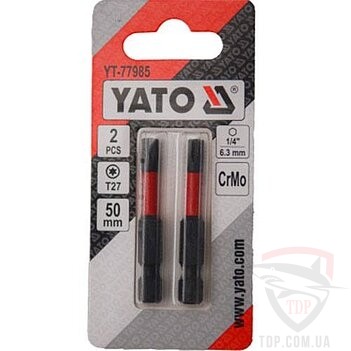 Биты и адаптеры Біта YATO TORX T27 50 мм 2 шт (YT-77985)