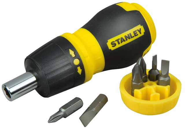 Отвертка c насадками укороченная Stanley "Multibit Ratchet Stubby" (0-66-358)