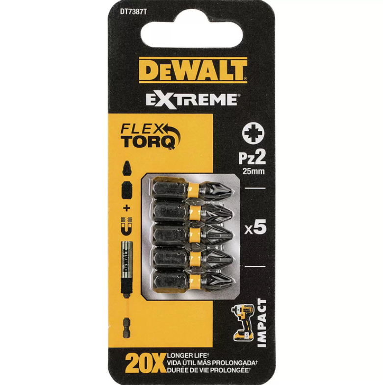 Биты и адаптеры Набор бит DeWALT Pz2 25 мм 5 шт (DT7387T)