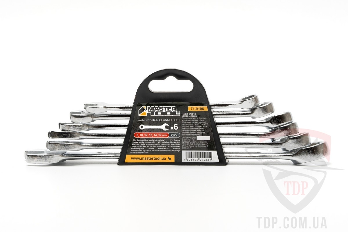Ручной инструмент Набір комбінованих ключів MasterTool Standart MATT FINISH 8-17мм 6шт (71-9106)