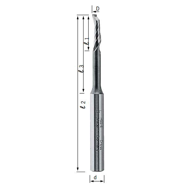 Однозубая фреза Dress HSS-E с удлиненной горловиной D10 l14/65 L85 d10
