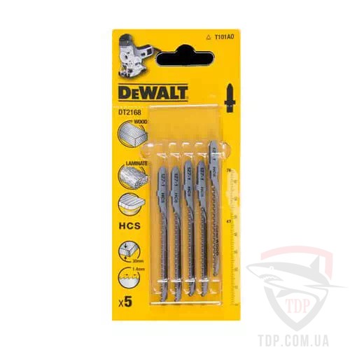Пилки для лобзика Пилочки для лобзика DeWALT по ламінату 76мм T101AO 5шт (DT2168)
